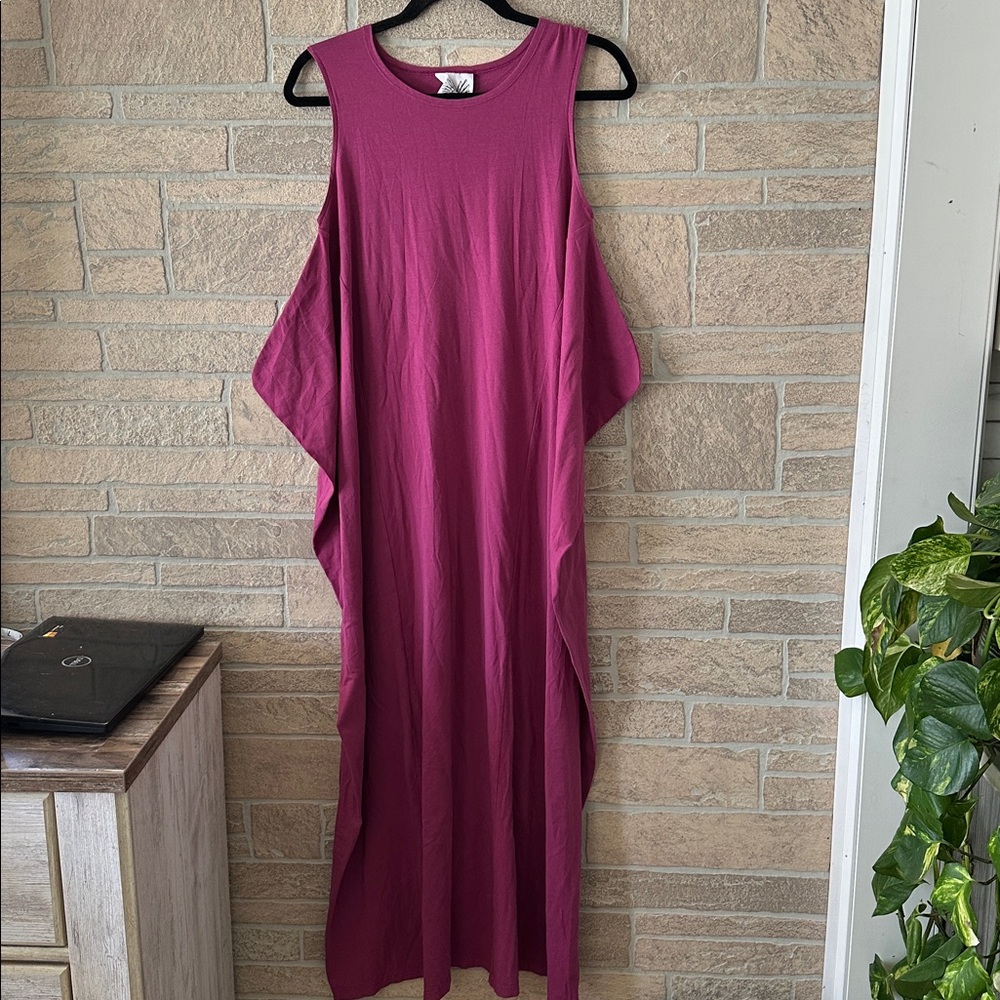 Kotyto Lagenlook asymmetrical purple dress Maxi  size Medium Artsy